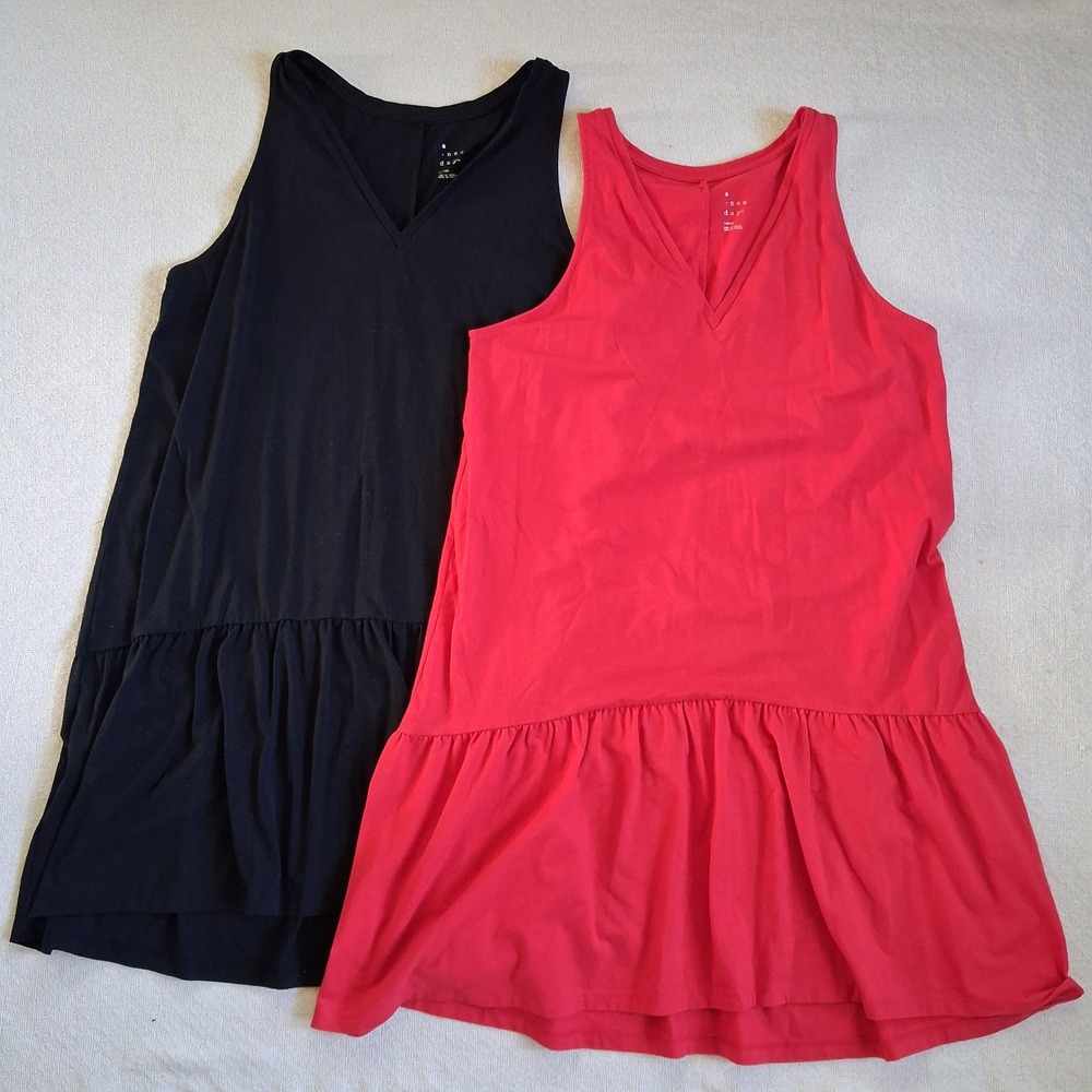 a new day 2 sleeveless drop waist mini dress large red black